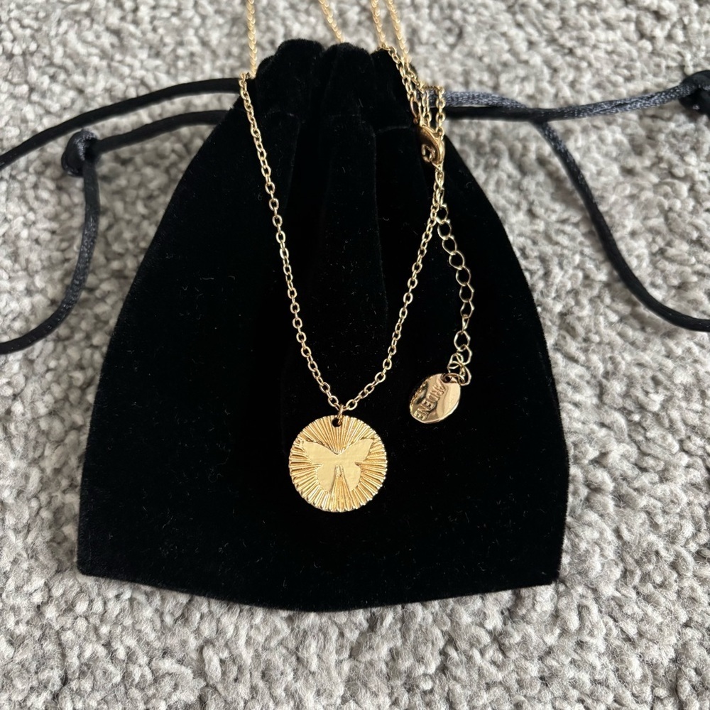 3/$45 Gold Plated Butterfly Coin Necklace - Picture 2 of 3